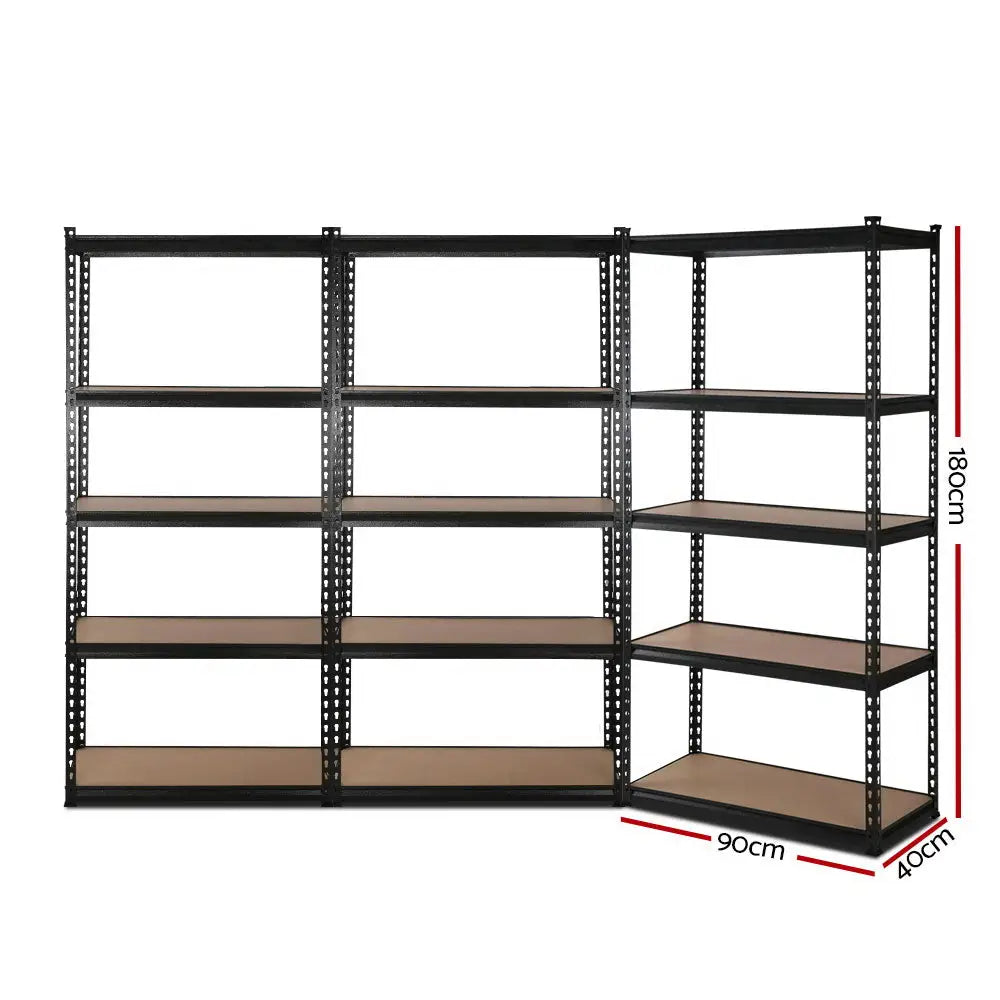 Giantz 3x1.8M Garage Shelving Warehouse Rack Pallet Racking Storage Shelve Black - Home & Garden > Storage