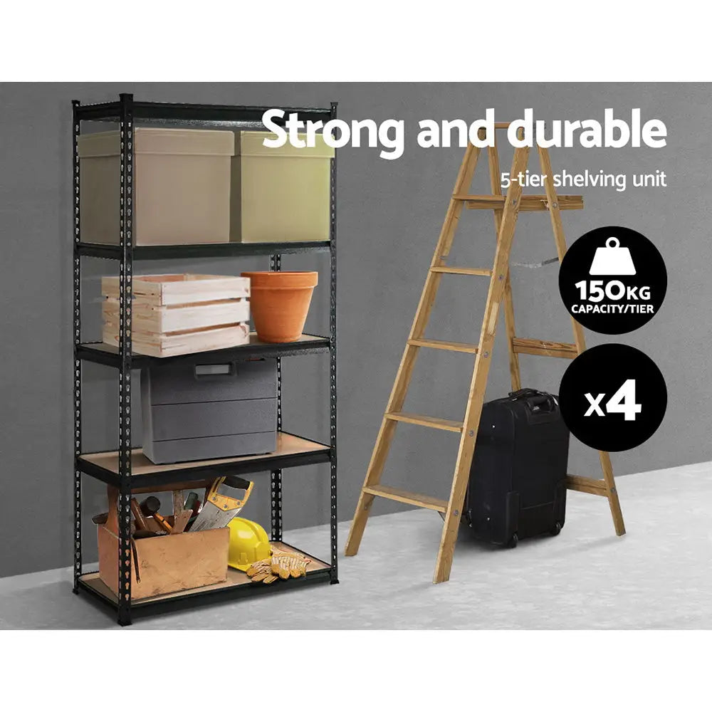 Giantz 4x1.5M Garage Shelving Warehouse Rack Pallet Racking Storage Shelve Black - Home & Garden > Storage