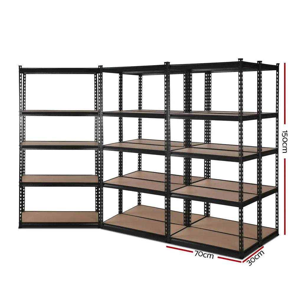 Giantz 5x1.5M Garage Shelving Warehouse Rack Pallet Racking Storage Shelve Black - Home & Garden > Storage