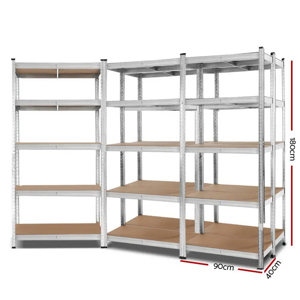 Giantz 5x1.8M Garage Shelving Warehouse Rack Pallet Racking Storage Shelf Silver - Home & Garden > Storage