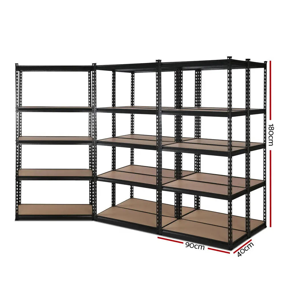 Giantz 5x1.8M Garage Shelving Warehouse Rack Pallet Racking Storage Shelve Black - Home & Garden > Storage