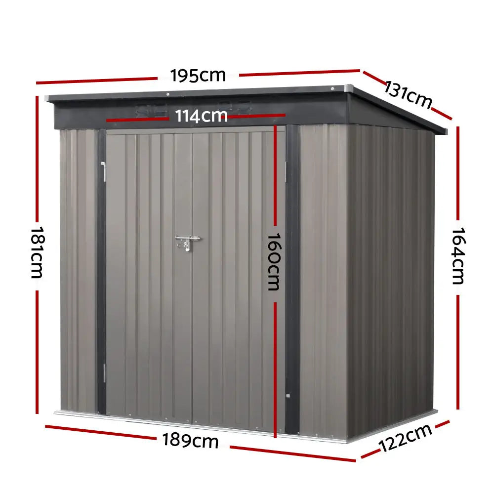 Giantz Garden Shed 1.95x1.31M Sheds Outdoor Storage Steel Workshop House Tool Double Door - Home & Garden > Storage