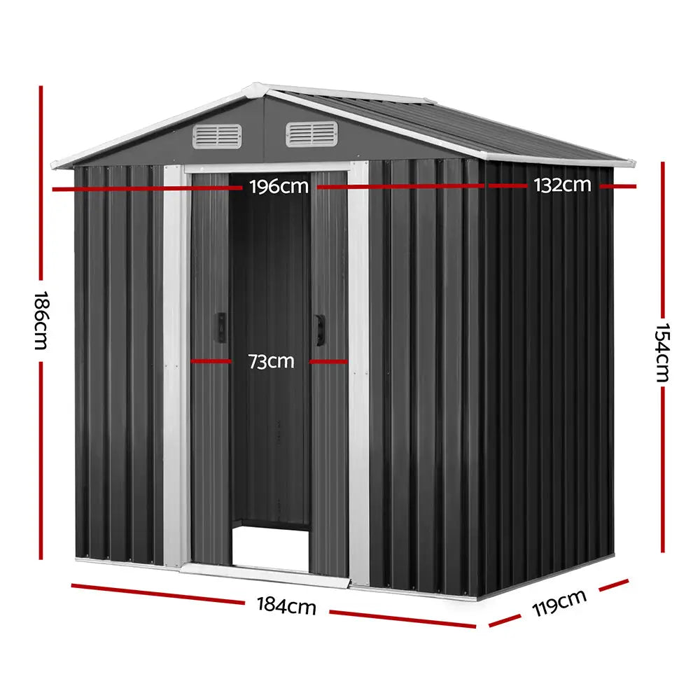 Giantz Garden Shed 1.96x1.32M Sheds Outdoor Storage Tool Workshop Metal Shelter Sliding Door - Home & Garden > Storage
