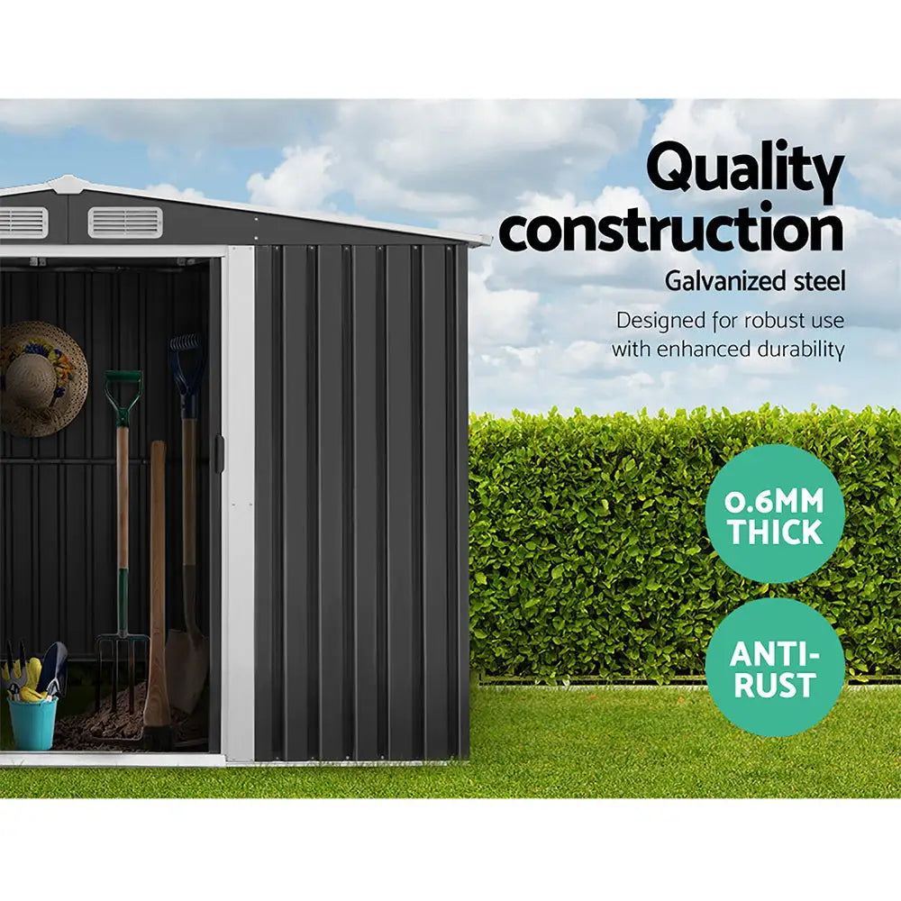 Giantz Garden Shed 2.58x3.14M w/Metal Base Sheds Outdoor Storage Workshop Shelter Sliding Door - Home & Garden > Storage