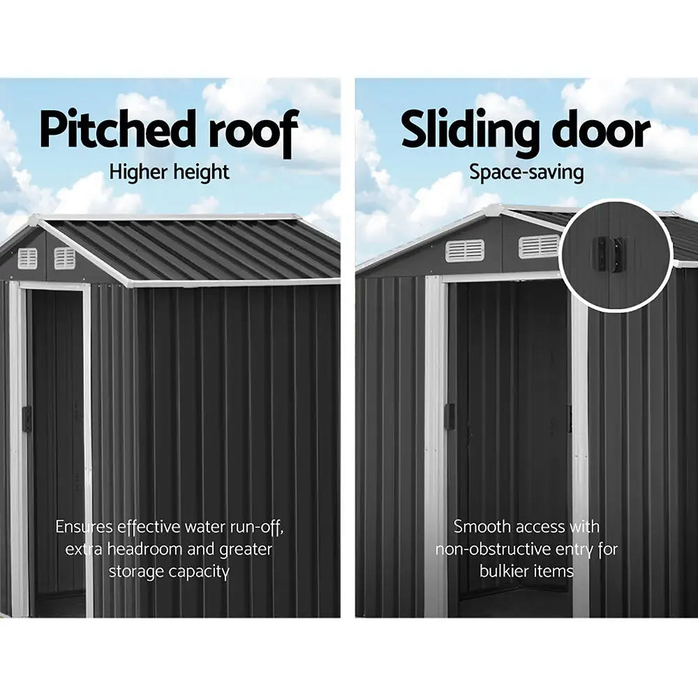 Giantz Garden Shed 2.6x3.9M w/Metal Base Sheds Outdoor Storage Workshop Tool Shelter Sliding Door - Home & Garden >