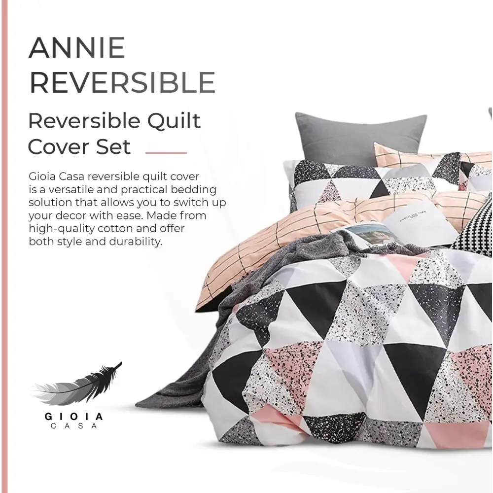 Gioia Casa 100% Cotton Annie Reversible Printed Quilt Cover Set - Super King Size - Home & Garden > Bedding > Quilts &