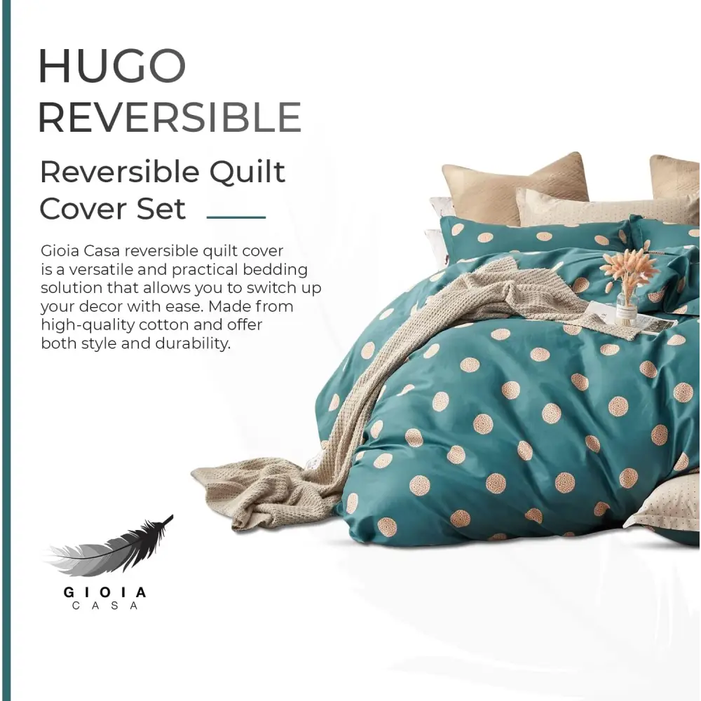 Gioia Casa 100% Cotton Hugo Reversible Printed Quilt Cover Set - Super King Size - Home & Garden > Bedding > Quilts &