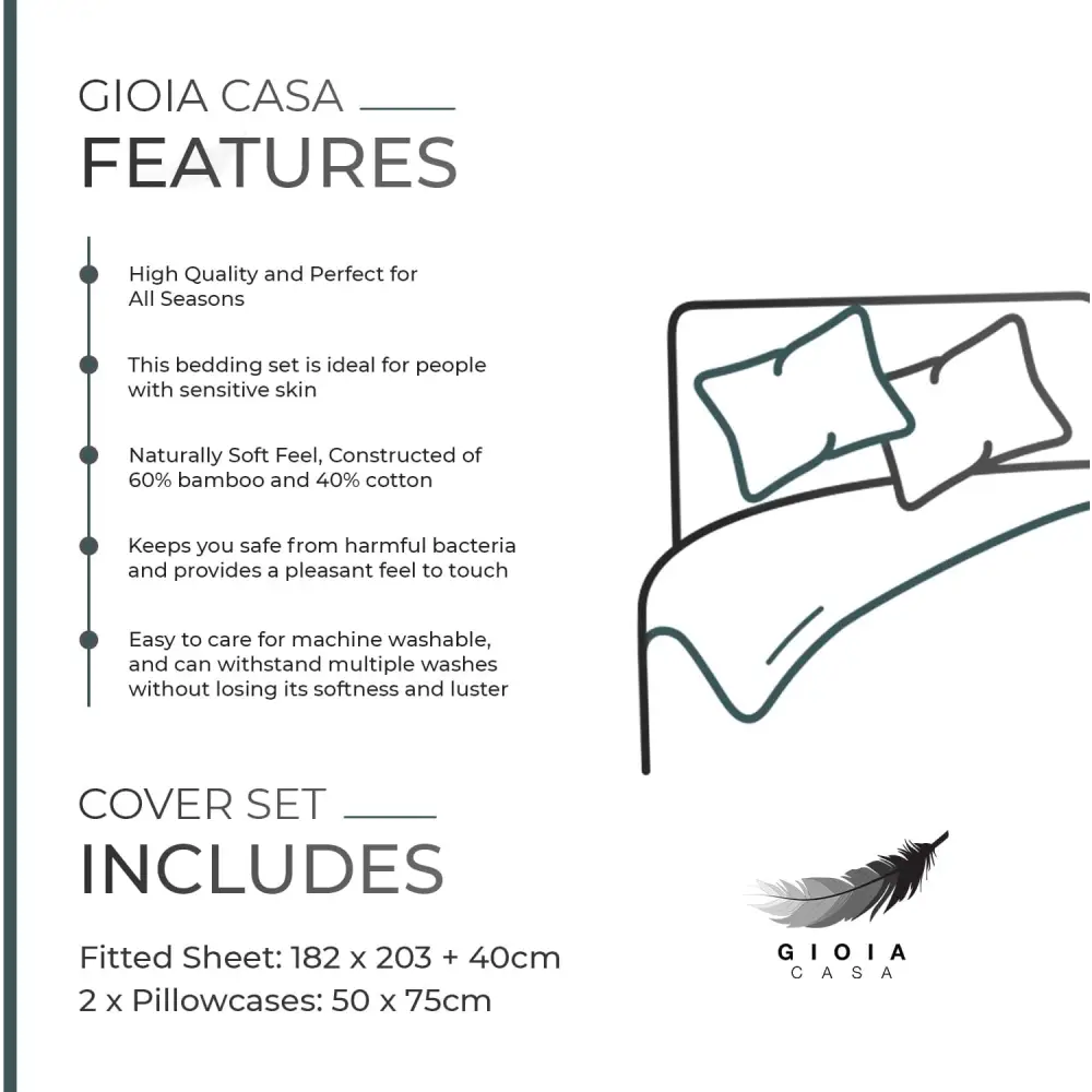 Gioia Casa Bamboo Cotton Blend All Season Bedding Set - emerald Green - King Size - Home & Garden > Bedding > Bed Sheets
