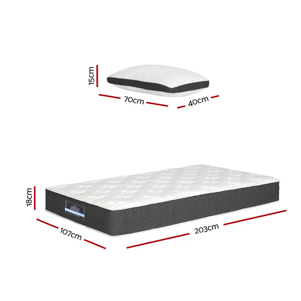 Giselle Bedding 18cm Mattress Medium Soft w/Pillows King Single - Furniture > Mattresses