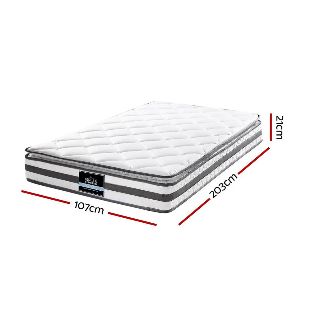 Giselle Bedding 21cm Mattress Pillow Top King Single - Furniture > Mattresses