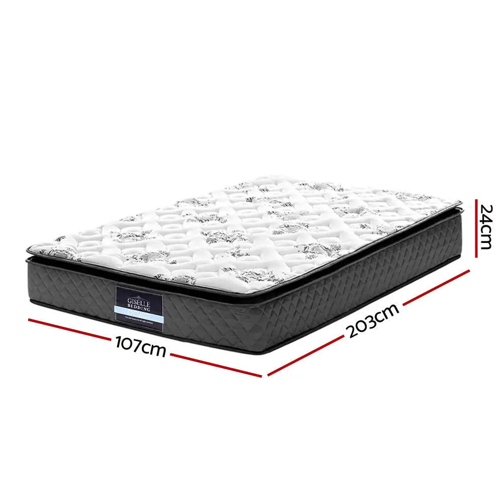 Giselle Bedding 24cm Mattress Pillow Top King Single - Furniture > Mattresses