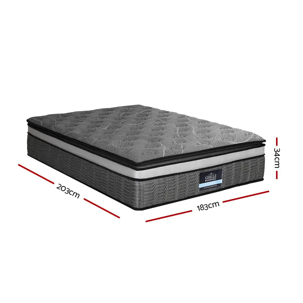 Giselle Bedding 34cm Mattress Double Layer Pocket Spring King - Furniture > Mattresses