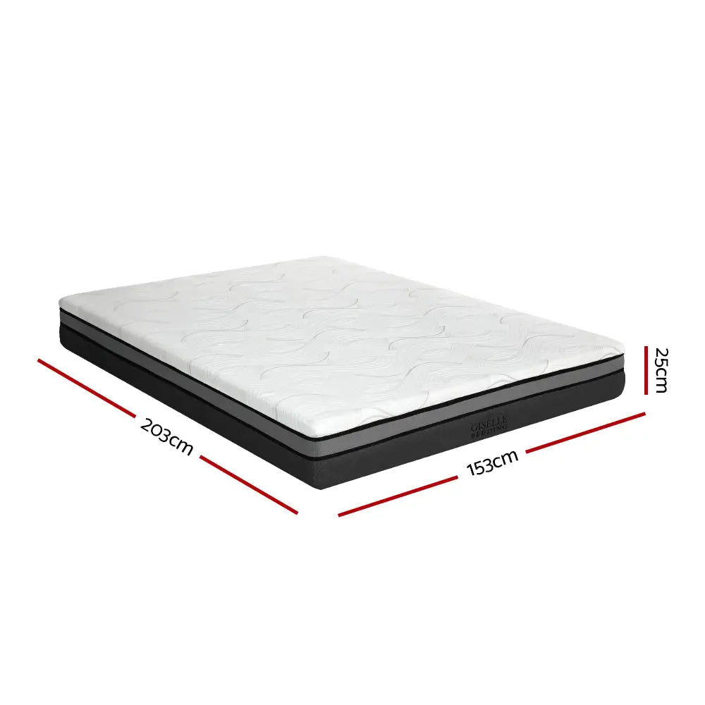 Giselle Bedding Memory Foam Mattress Bed Cool Gel Non Spring 25cm Queen - Furniture > Mattresses