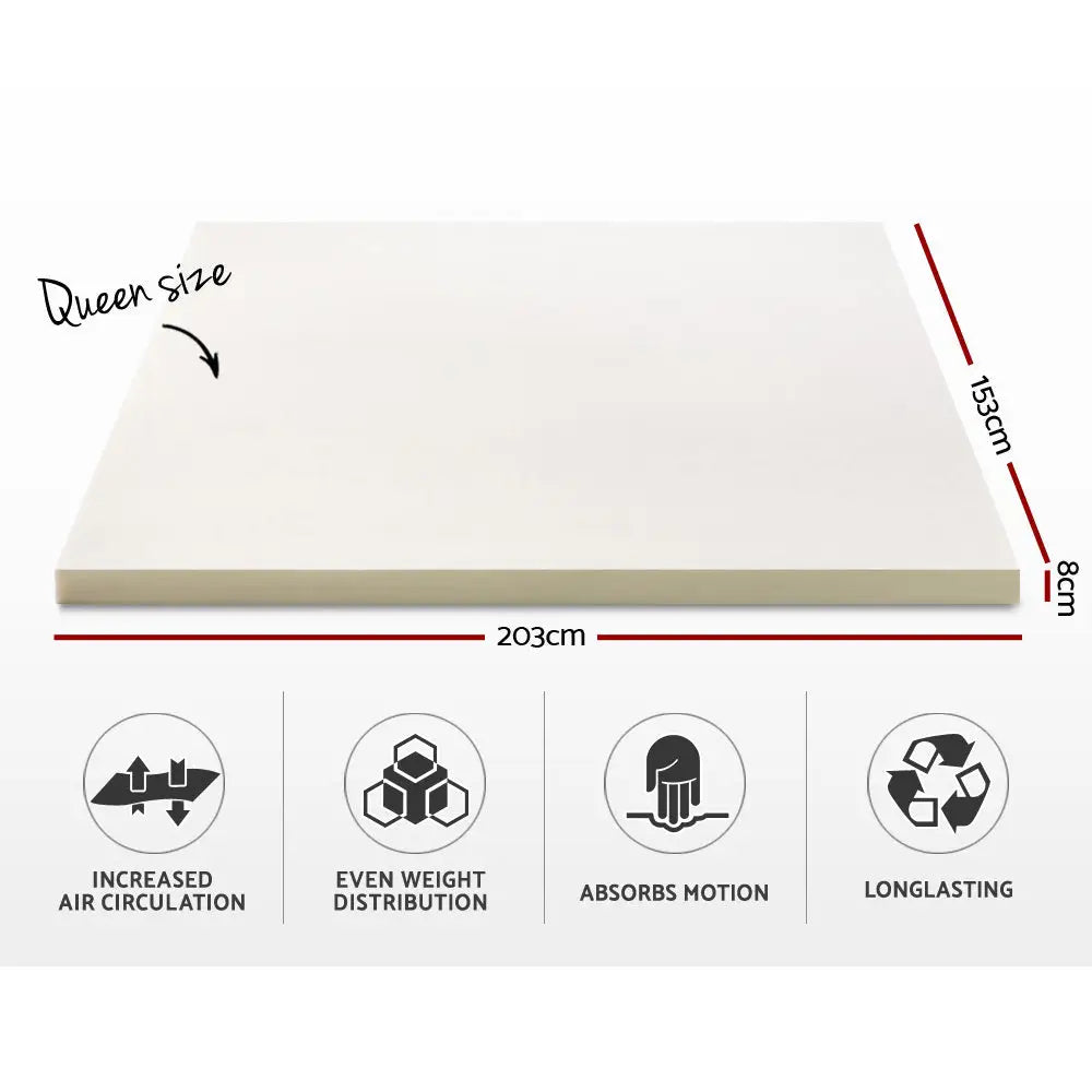 Giselle Bedding Memory Foam Mattress Topper 8cm Queen - Furniture > Mattresses
