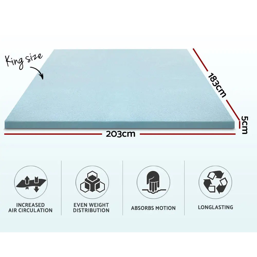 Giselle Bedding Memory Foam Mattress Topper Cool Gel 5cm King - Furniture > Mattresses