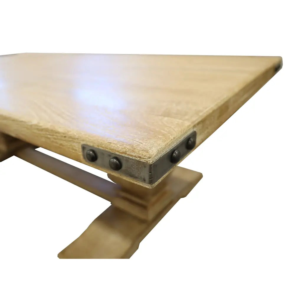 Gloriosa Coffee Table 140cm Pedestal Solid Mango Timber Wood - Honey Wash - Furniture > Living Room