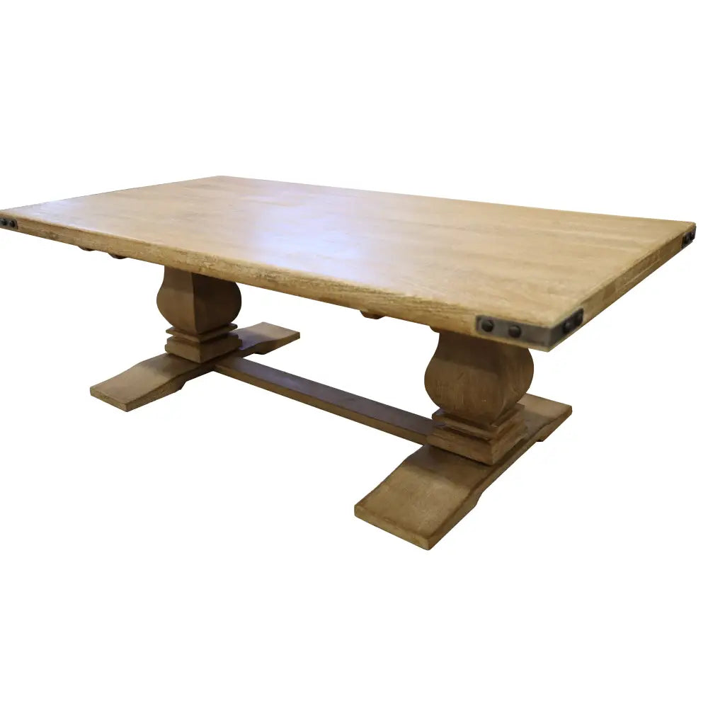 Gloriosa Coffee Table 140cm Pedestal Solid Mango Timber Wood - Honey Wash - Furniture > Living Room