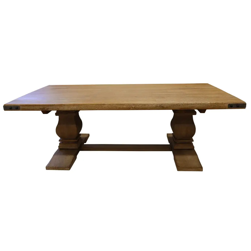 Gloriosa Coffee Table 140cm Pedestal Solid Mango Timber Wood - Honey Wash - Furniture > Living Room