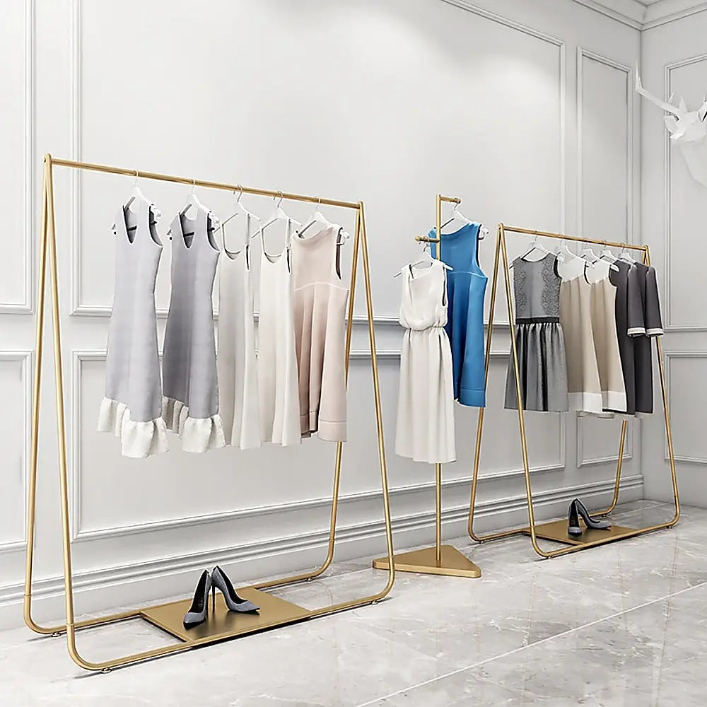 Gold Clothing Retail Shop Commercial Garment Display Rack - Furniture > Office