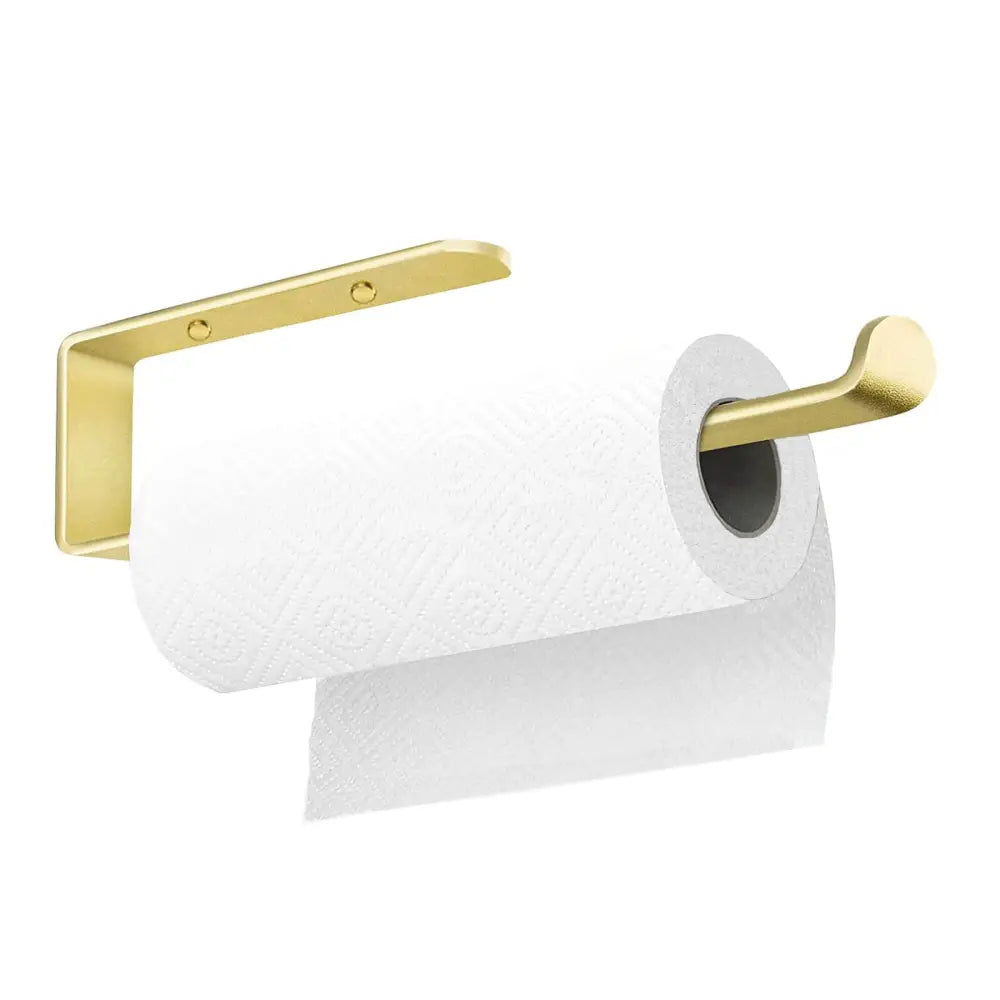 Gold Kitchen Bathroom Paper Holder Towel Holder Self Adhesive or Screw Mount 31cm - Home & Garden > Bathroom