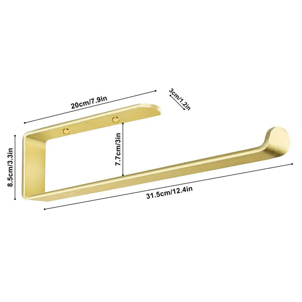 Gold Kitchen Bathroom Paper Holder Towel Holder Self Adhesive or Screw Mount 31cm - Home & Garden > Bathroom