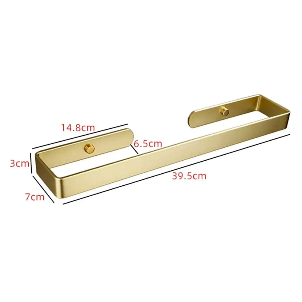 Gold Kitchen Bathroom Paper Holder Towel Holder Self Adhesive or Screw Mount 40cm - Home & Garden > Bathroom