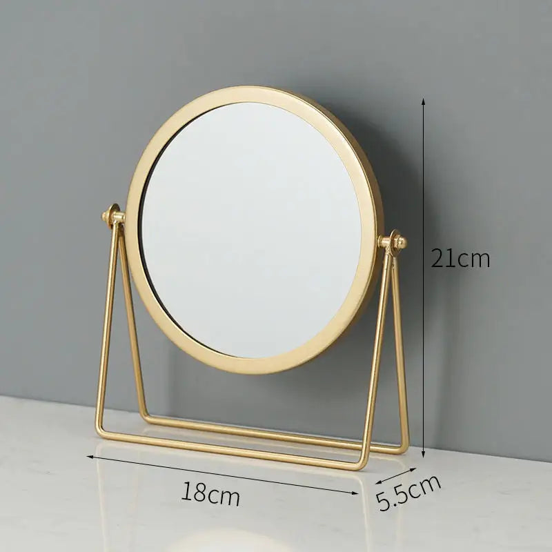 Gold Rotating Tabletop Makeup Mirror - 360º Swivel Vanity Mirror for Bedroom & Desk - Home & Garden > Decor > Mirrors