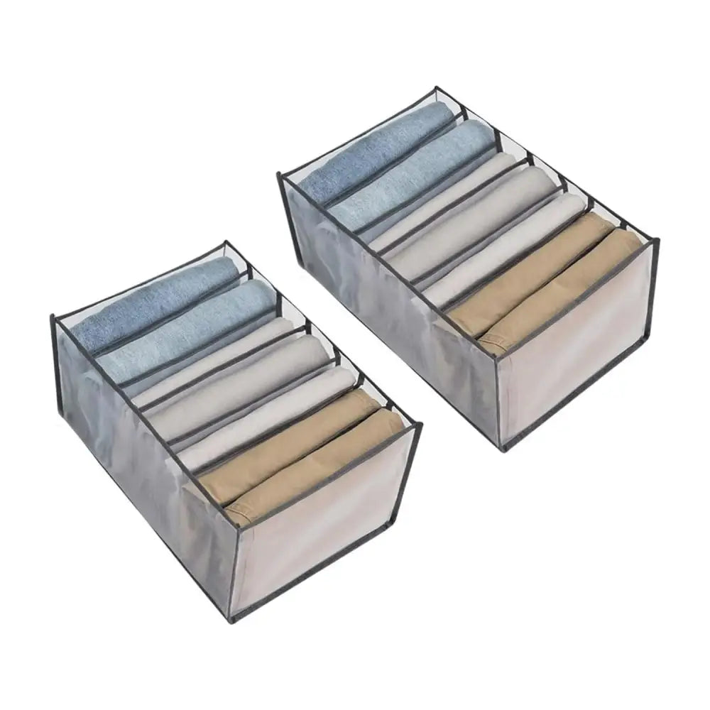 GOMINIMO 2PCS 7 Grids Wardrobe Clothes Organizer (Grey) - Home & Garden > Storage