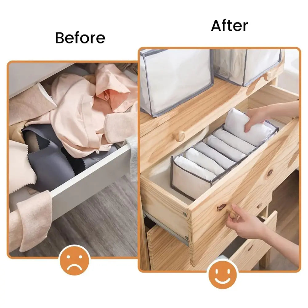GOMINIMO 2PCS 7 Grids Wardrobe Clothes Organizer (Grey) - Home & Garden > Storage