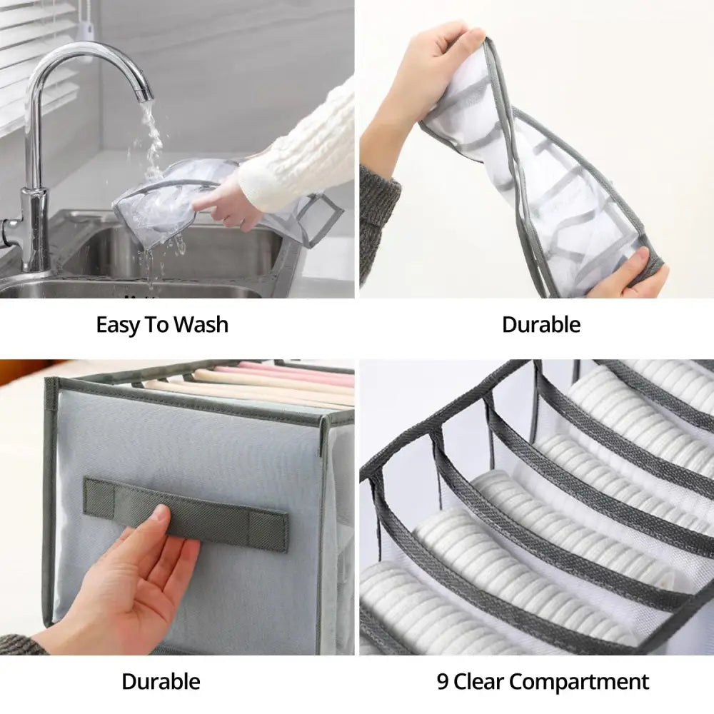GOMINIMO 2PCS 9 Grids Wardrobe Clothes Organizer (Grey) - Home & Garden > Storage