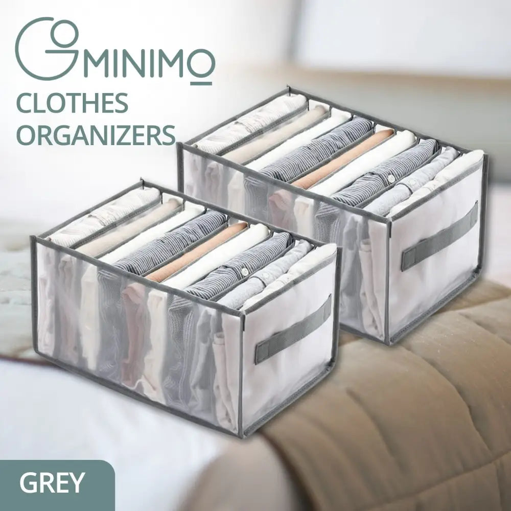 GOMINIMO 2PCS 9 Grids Wardrobe Clothes Organizer (Grey) - Home & Garden > Storage