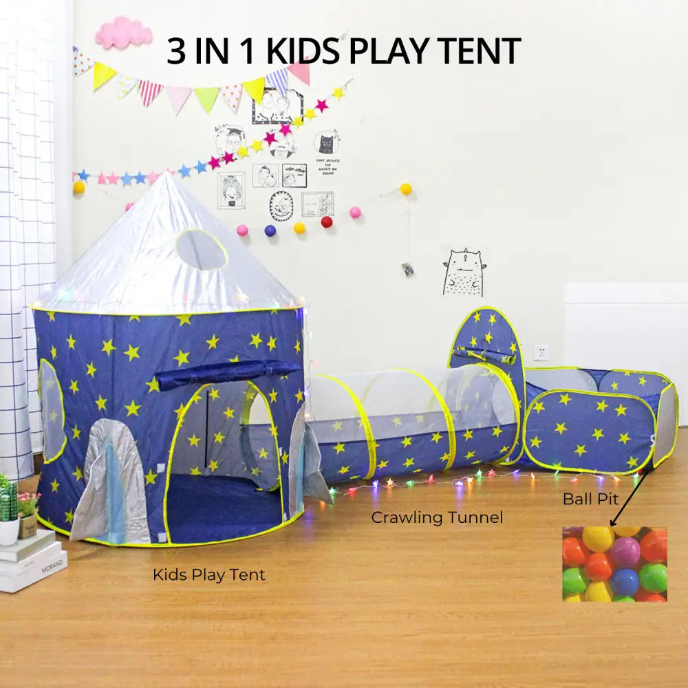 GOMINIMO 3 in 1 Sky Style Kids Play Tent with Carrying Bag (Blue and Yellow) GO-KT-100-LK - Baby & Kids > Kid’s