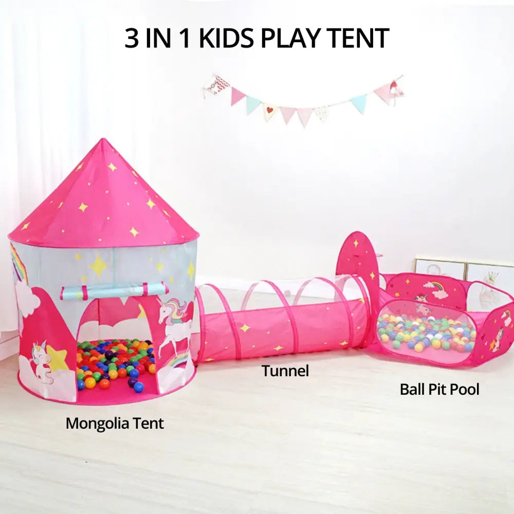 GOMINIMO 3 in 1 Unicorn Style Kids Play Tent (Pink) GO-KT-112-LK - Baby & Kids > Kid’s Furniture