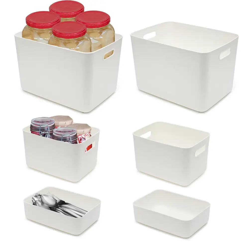 GOMINIMO 6 Pieces Plastic Storage Bins with 4 Lids (Beige)GO-SBI-100-CYP - Home & Garden > Storage