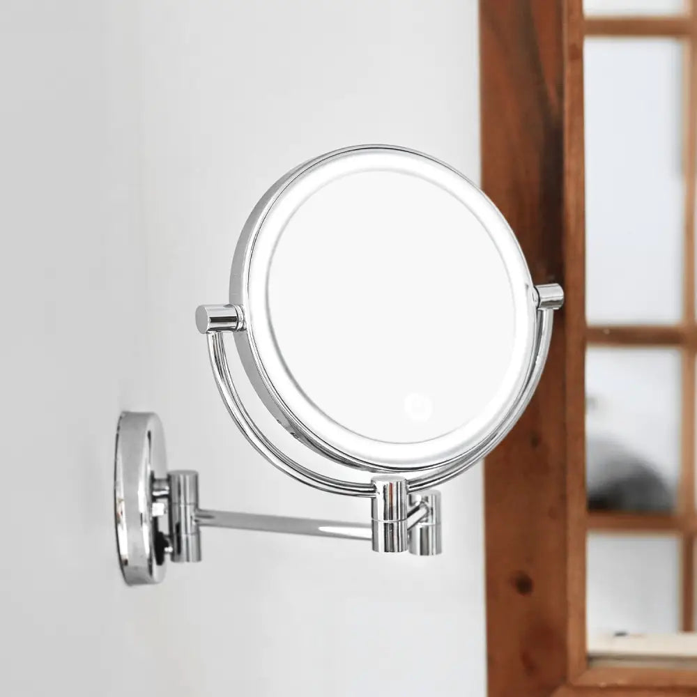 GOMINIMO 7 Inch Double-Sided LED Makeup Mirror with 10x Magnifying (Silver) - Health & Beauty > Makeup > Makeup Mirrors