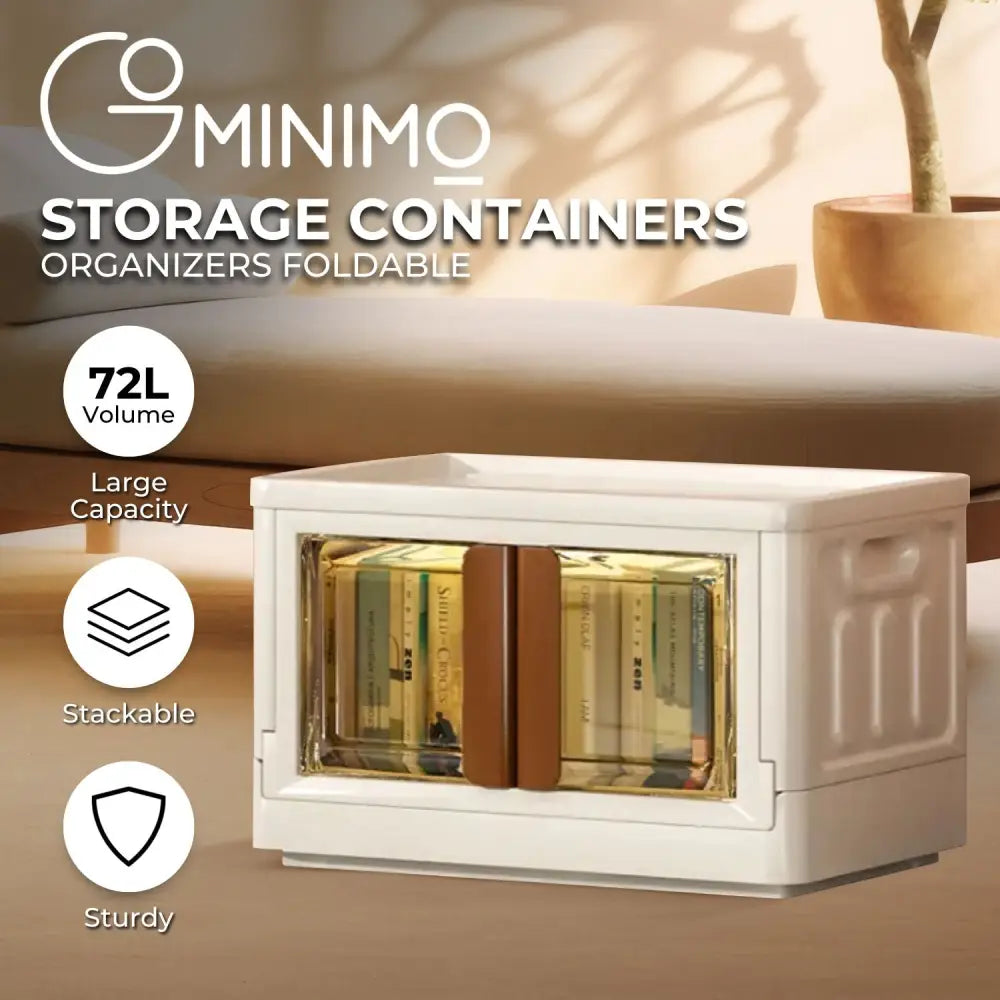 GOMINIMO 72L Foldable Storage Organizers(lvory + Brown) GO-FSCR-101-HXH - Home & Garden > Storage