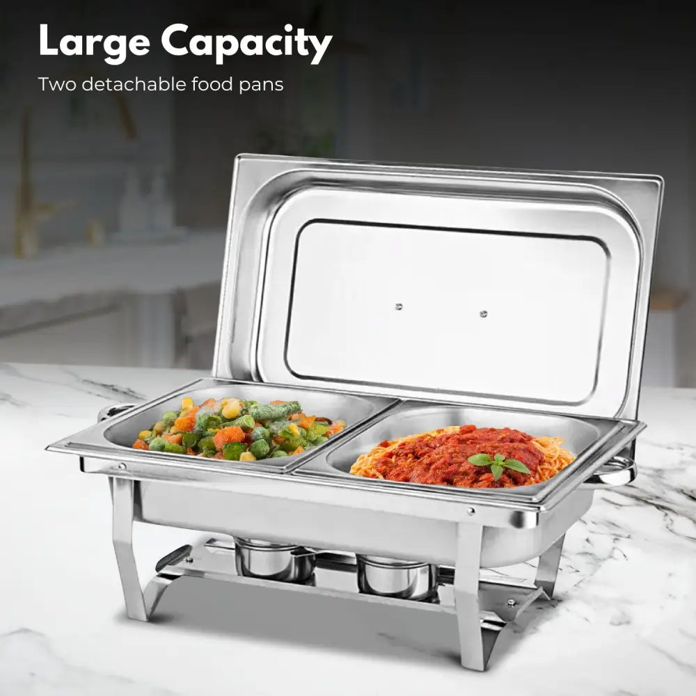 GOMINIMO 9L Chafing Dish Stainless Steel Food Buffet Warmer Pan (2x4.5L Dual Trays) GO-CDB-100-JZY - Home & Garden >