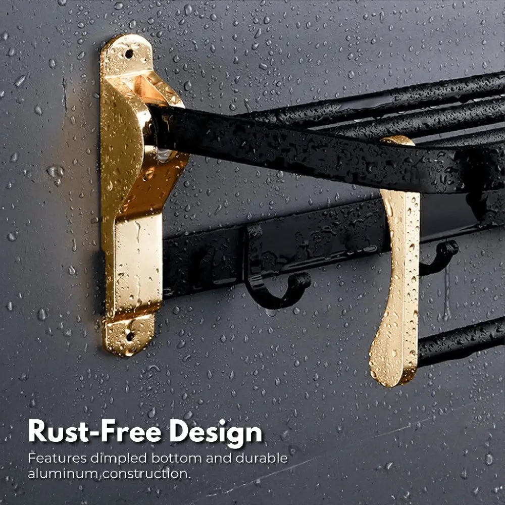 Gominimo Bathroom Wall Mount Black Gold Accessories Set (H) - Home & Garden > Bathroom Accessories > Bath Caddies