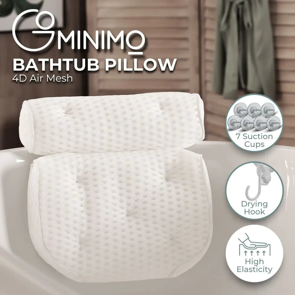 GOMINIMO Bathtub Spa Pillow with 4D Air Mesh and 7 Suction Cups - Home & Garden > Bedding > Pillows