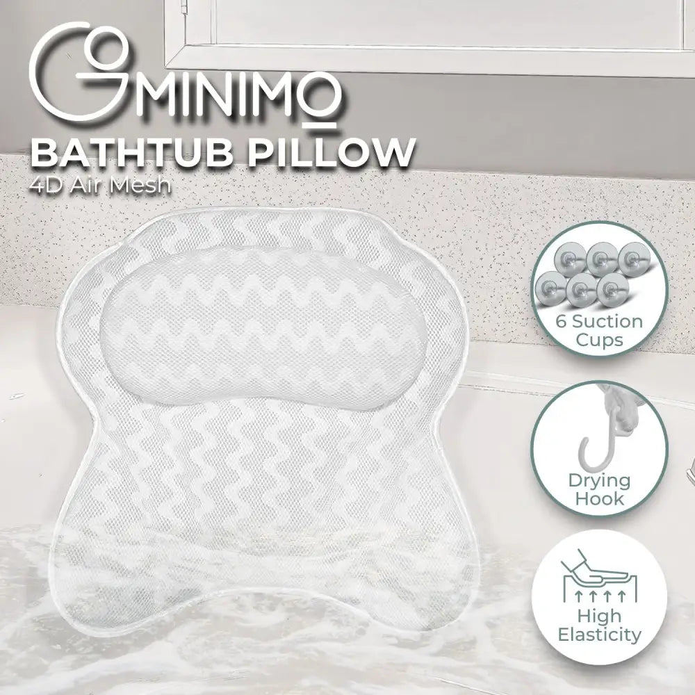 Gominimo Butterfly 4D Mesh Bathtub Pillow Spa 6 Suction Cups Breathable Cushion - Home & Garden > Bedding > Pillows