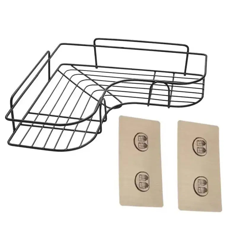 GOMINIMO Corner Shower Caddy with Hooks and Adhesive (Black) - Auto Accessories > Auto Accessories Others > Automotive