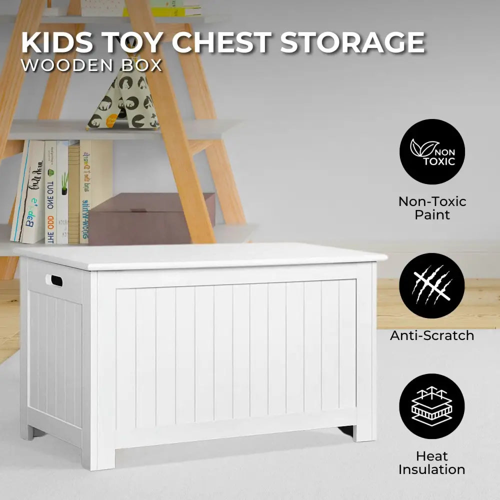 GOMINIMO Kids Toy Storage Box with Lid and Air Gap Handle (White) GO-SBO-100-LR - Baby & Kids > Kid’s Furniture