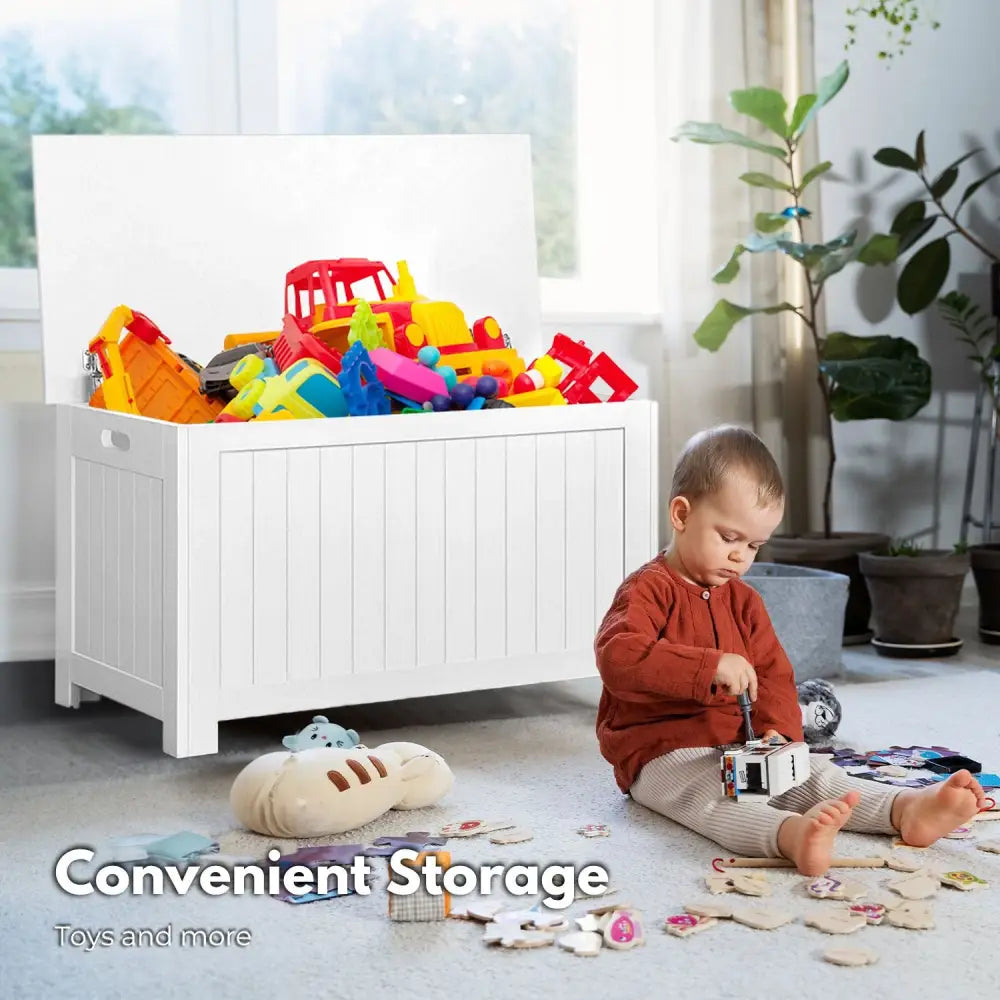 GOMINIMO Kids Toy Storage Box with Lid and Air Gap Handle (White) GO-SBO-100-LR - Baby & Kids > Kid’s Furniture