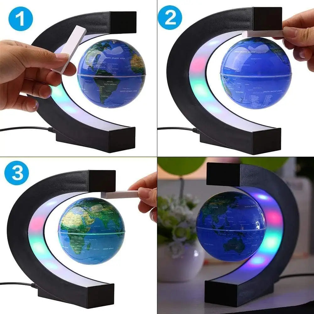 GOMINIMO Magnetic Levitation Floating Globe with LED Light (Blue) GO-MGL-100-DF - Home & Garden > Lighting