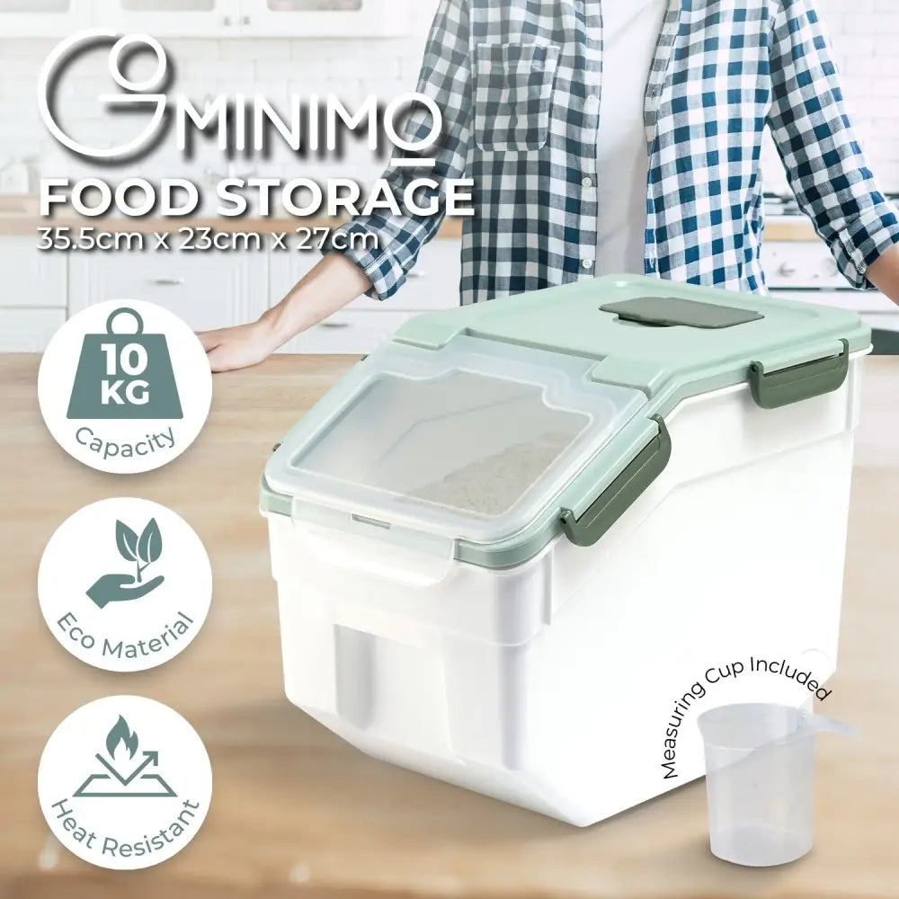 GOMINIMO Multipurpose Food Storage Container with Lids and Cup for Pet Food or Rice Grains (Green) - Home & Garden >