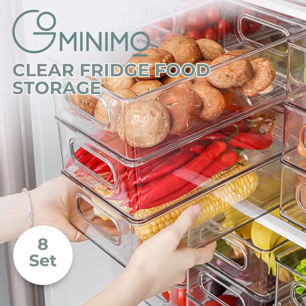 GOMINIMO Set of 8 Clear Fridge Food Storage Containers GO-FSC-101-HLL - Home & Garden > Storage