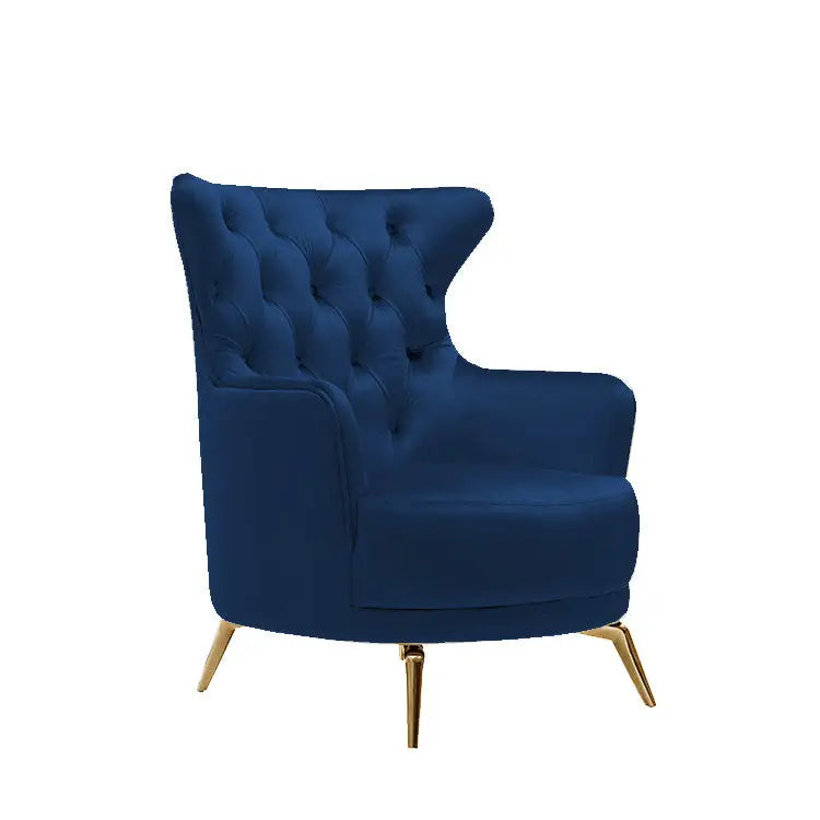 Grand Tufted Lounge - Blue Velvet - Gold Legs - Furniture > Sofas