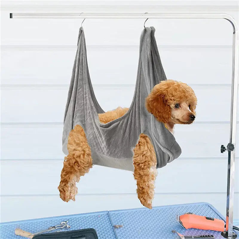 Gray Pet Dog Cat Grooming Bag Hammock Helper Restraint Bags for Bathing Trimming Nail L - Pet Care > Cat Supplies > Cat