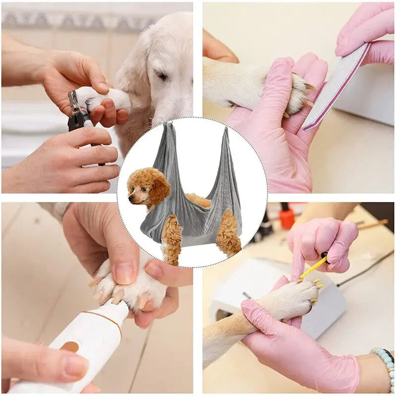 Gray Pet Dog Cat Grooming Bag Hammock Helper Restraint Bags for Bathing Trimming Nail L - Pet Care > Cat Supplies > Cat