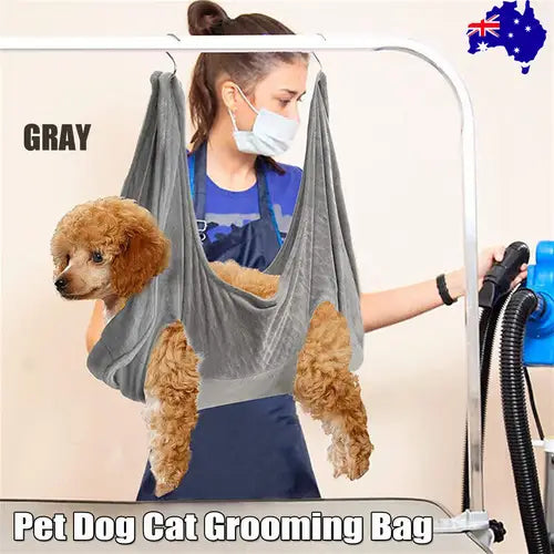 Gray Pet Dog Cat Grooming Bag Hammock Helper Restraint Bags for Bathing Trimming Nail L - Pet Care > Cat Supplies > Cat